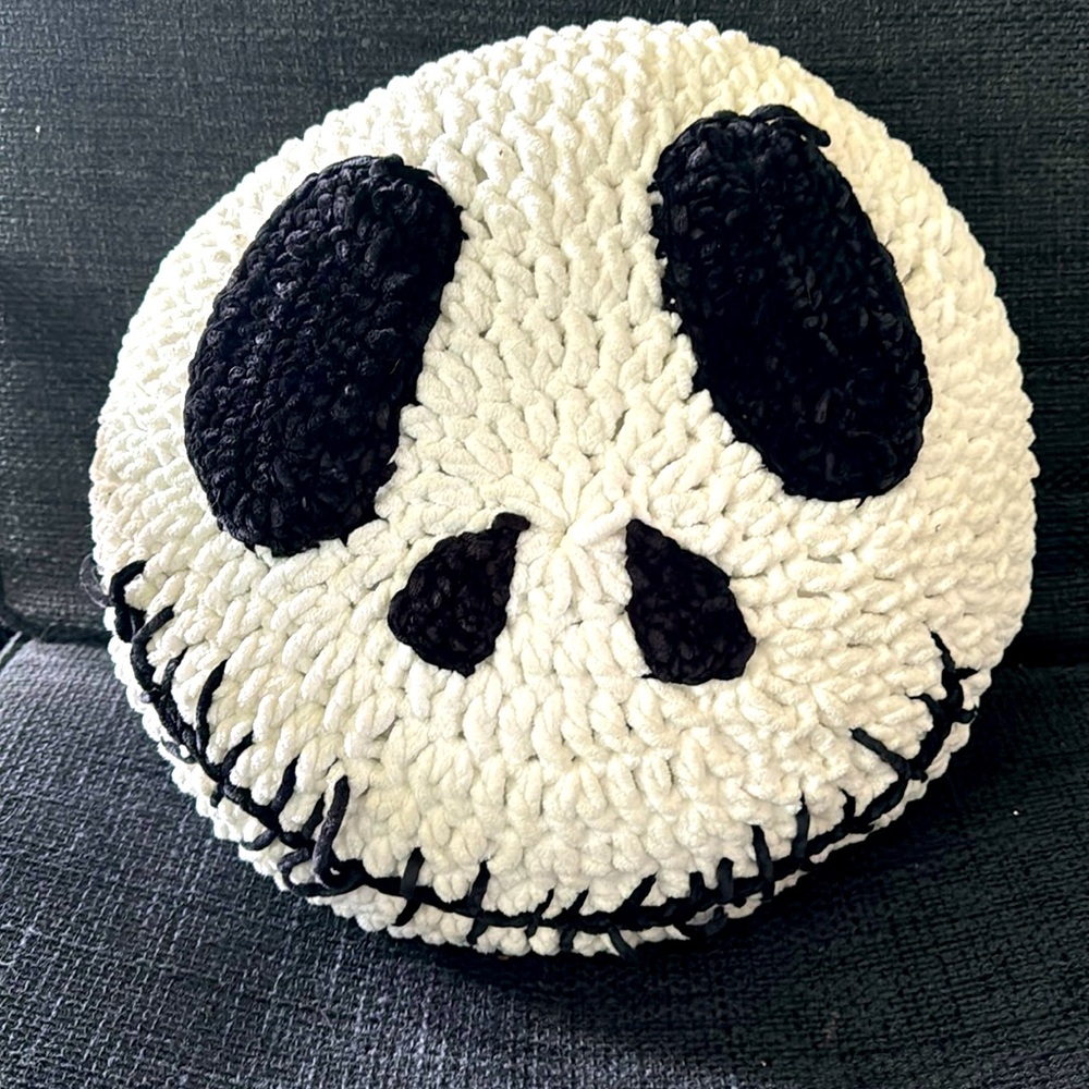 LUC handmade crochet Jack throw pillow nightmare before Christmas